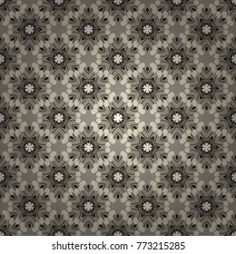 Vintage seamless pattern for print. Invitation, wedding card, national design. Mandala abstract colorful brown, gray and beige background. Decorative arabic round lace ornate mandala. Vector sketch.