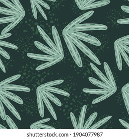 Vintage seamless pattern with random pastel tones foliage abstract print. Dark green background with splashes. Decorative backdrop for fabric design, textile print, wrapping, cover.
