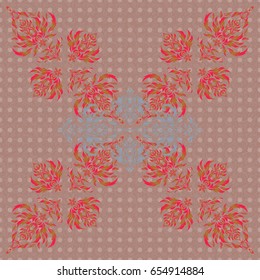 Vintage seamless pattern in red and gray colors. Seamless background. Elegant vector damask wallpaper.