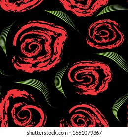 Diseño de color rojo en el fondo negro para el diseño decorativo.Fondo floral impecable. Ilustración vectorial vintage. Diseño gráfico abstracto vectorial