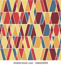 Vintage seamless pattern with rhombuses and triangles.