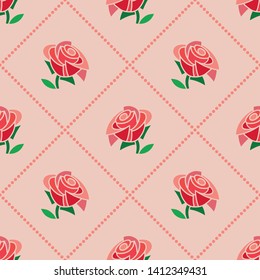 Vintage seamless pattern with roses. 