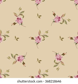 Vintage seamless pattern with roses. Old style. Vector seamless pattern