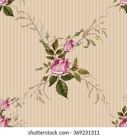 Patrón vintage sin fisuras con rosas. Estilo antiguo. Vectorial vintage sin fisuras con rosas. Patrón de Shabby elegante y sin fisuras.