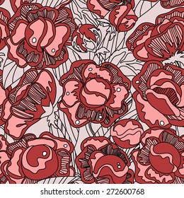 Vintage seamless pattern with roses. Vector illustration
