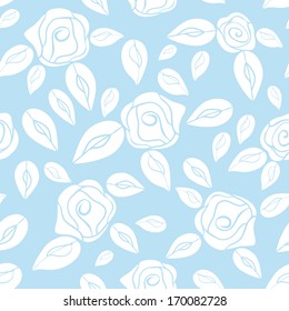 Vintage seamless pattern Roses (white with blue)