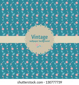 Vintage seamless pattern with round banner