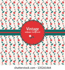 Vintage seamless pattern with round banner