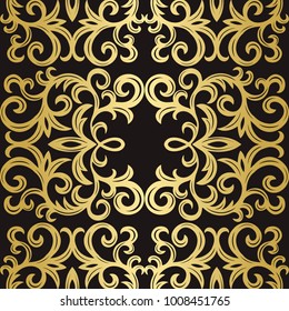 Vintage seamless pattern. Royal golden backgroynd. Elegance decoration. Vector illustratkon.