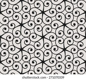 Vintage seamless pattern with scrolls and curls. 