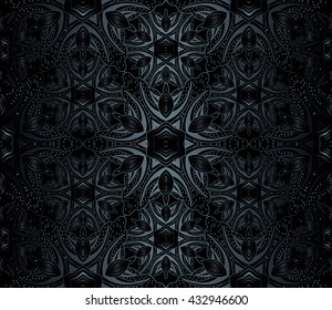 Vintage seamless pattern. Silver and black colors. Vector damask seamless pattern background. Elegant luxury texture for wallpapers, backgrounds and page fill.