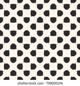 Vintage seamless pattern with simple geometric figures, floral shapes, spots. Abstract monochrome geometrical texture. Retro style background, repeat tiles. Design for decor, textile, wrapping paper
