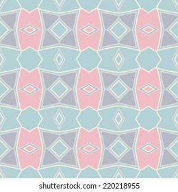 Vintage seamless pattern with simple geometrical forms in pastel tones. Vector illustration.