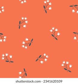 Vintage seamless pattern with a small flower, Minimalistic botanical wallpaper, Beautiful vintage textile pattern.