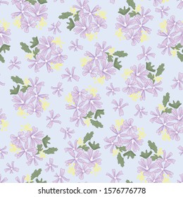 Vintage seamless pattern with small  purple flowers illustration
