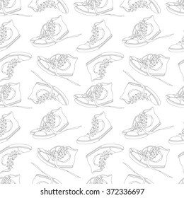 Vintage seamless pattern of sneakers