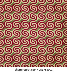 vintage seamless pattern with spiral ornament over paper texture. vector retro wallpaper design