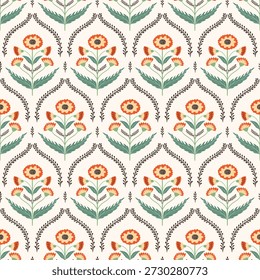 Padrão sem emenda vintage com buquês floral primavera e ramos, papel de parede delicado encantador, fundo moderno 