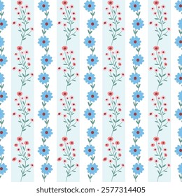 Vintage seamless pattern with spring and summer floral design, decorative trendy wallpaper