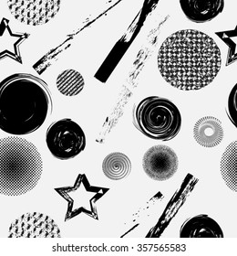 Vintage Seamless Pattern with Star Shapes . Grunge Style Background . Retro Texture.