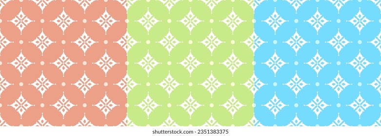 Vintage seamless pattern with stars. Pastel color background. Template for fabric or wrapping. Textile design. Stylish background for cards. Seamless pastel pattern set. Retro ornament.