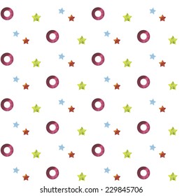 Vintage seamless pattern with stars and shapes. Watercolor paint. Can be used as decoration for the gift boxes, wallpapers, backgrounds, web sites. 