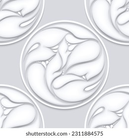 Patrón inmaculado con elementos de diseño inspirados en la moldura de Stucco. Composición decorativa con motivos naturales. Resumen Ornamento de Arte Ornato Complejo. Ilustración del vector 3d