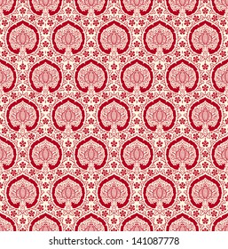 The vintage seamless pattern, the stylized pomegranate. Red, beige