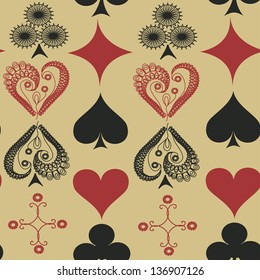 Vintage seamless pattern of suits of playing cards