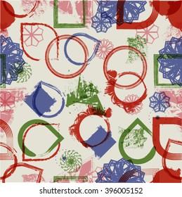 Vintage Seamless Pattern with Swirl Shapes. 