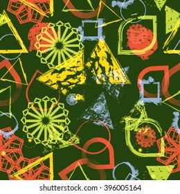 Vintage Seamless Pattern with Swirl Shapes. 