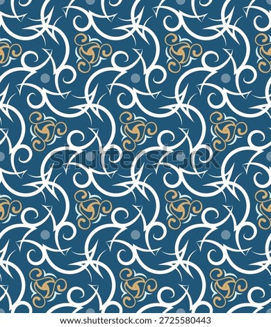 Vintage seamless pattern with swirls. Overlapping art forms, stripes, polygons, segments are grouped and arranged in a certain order. Vector. 