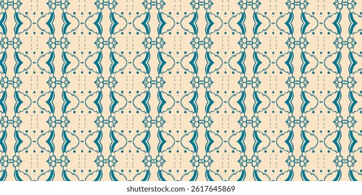 Vintage Seamless Pattern in Teal and Beige