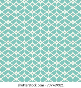 Vintage seamless pattern, thin wavy lines, elegant mesh. Texture of lace, weaving, net, smooth lattice. Subtle geometric background. Aqua green and beige colors. Decorative design. - Stock vector
