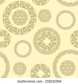 Vintage seamless pattern with  traditional elements of ancient Altai ornaments. illustration, vector