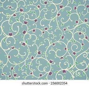 Vintage seamless pattern. Traditional ornament with flowers and leaves. Can be used as decoration for the gift boxes, wallpapers, backgrounds, web sites. Nature theme.