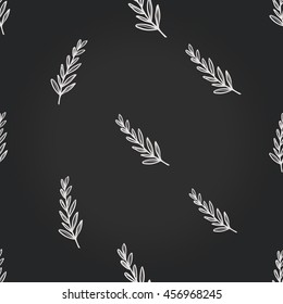 Vintage seamless pattern with tree twig. Background for eco forest wedding or autumn celebrations. Floral rustic symbols and elements in chalkboard hand drawing style.