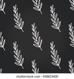 Vintage seamless pattern with tree twig. Background for eco forest autumn celebrations. Floral rustic symbol in chalkboard hand drawing style.