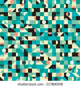 Vintage seamless pattern with triangles and circles.
