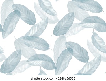 Vintage seamless pattern with tropical plants. Foliage background. Palm leaves in realistic style. Vector botanical illustration. Hawaiian summer design.