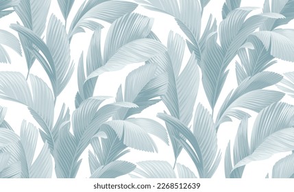 Motif vintage harmonieux de plantes tropicales. Arrière-plan feuillage. Feuilles de palmier dans un style réaliste. Image vectorielle illustration botanique. Design d'été hawaïen.
