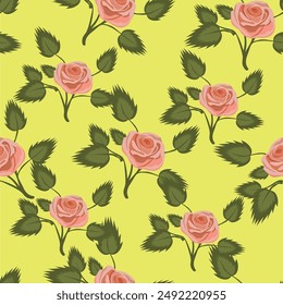 Vintage Seamless pattern with tulips flowers. Hand drawing illustration with wild floral for fashion ,fabric, and all prints on pastel background colors. Vector
