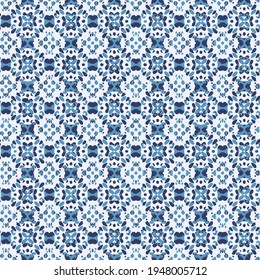 Vintage seamless pattern. Seamless vector illustration. Blue and floral geometric pattern.