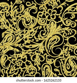 Vintage seamless pattern. vector paisley print. Traditional ethnic ornament. Dark background. Asian motifs for fashion, interior, cover, textile, wrapping, scrapbook, . Boho style