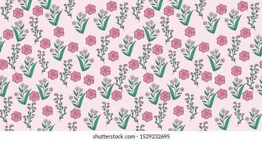 Vintage Seamless pattern vector with tulips flowers. Hand drawing illustration with wild floral for fashion 