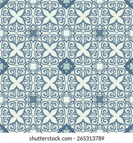 vintage seamless pattern with Victorian motives, TILE , blue designed pattern