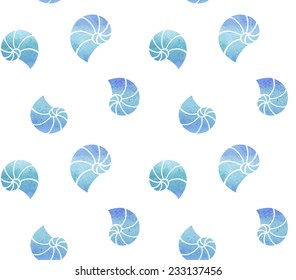 Vintage seamless pattern. Watercolor paint. Sea theme. Can be used as decoration for the gift boxes, wallpapers, backgrounds, web sites. 
