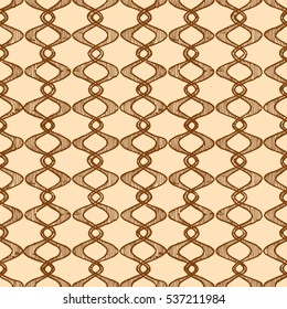 Vintage seamless pattern with wavy stripes. Vector illustration in ink hand drawn style. Repeating colorful backgroun