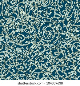 Vintage seamless pattern of weaving plants