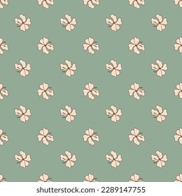 Vintage seamless pattern with white flowers background. Floral pattern for fashion, design prints, textile, fabric. Vector illustration in cartoon hand drawn style